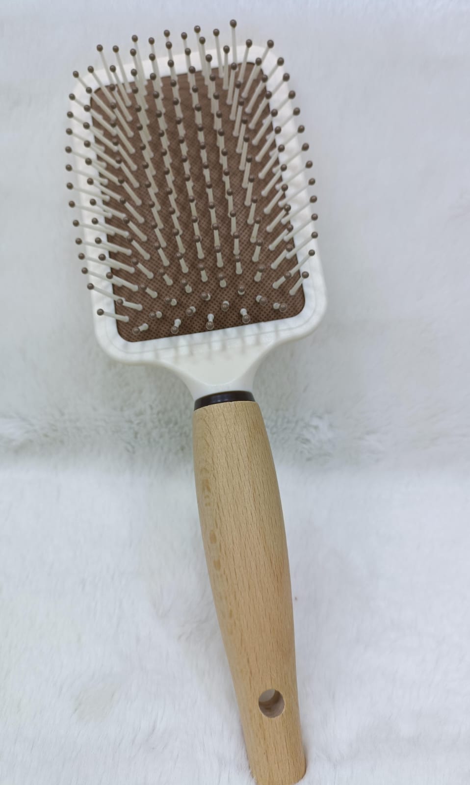 Brown &  White Nylon Bristle Paddle Hair Brush – Smooth, Stylish & Gentle