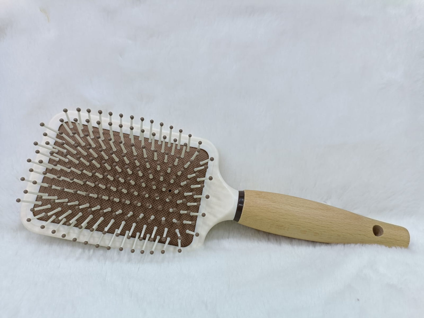 Brown &  White Nylon Bristle Paddle Hair Brush – Smooth, Stylish & Gentle