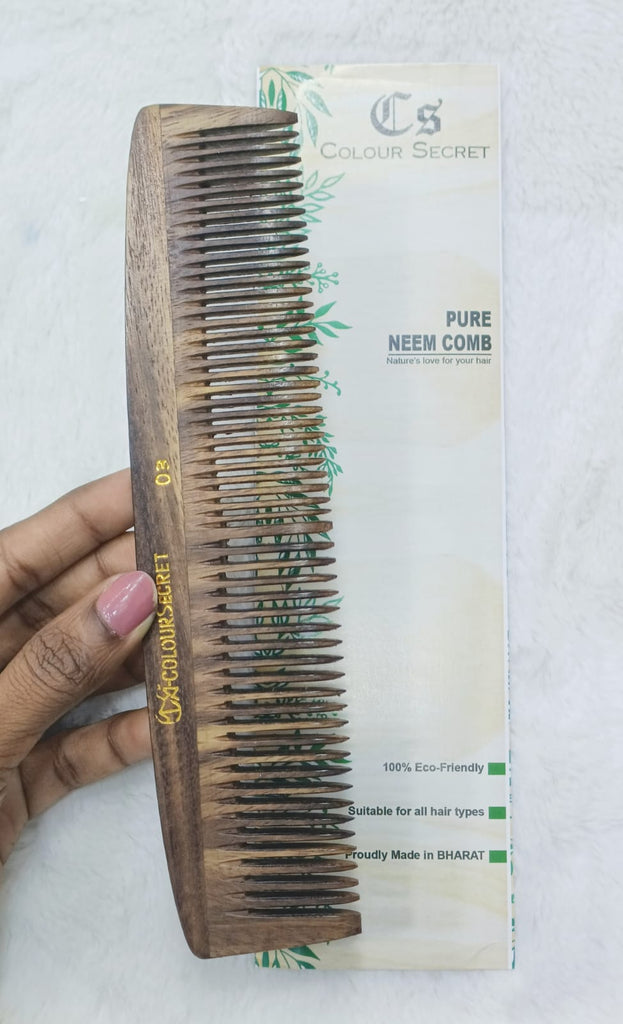 CS Colour Sec 100% Pure & Natural Neem Wood Comb 03