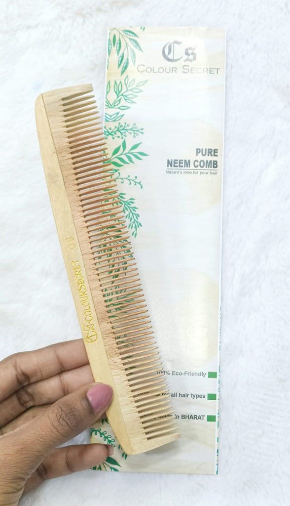 CS Colour Sec Handmade Neem Wooden Comb No. 08