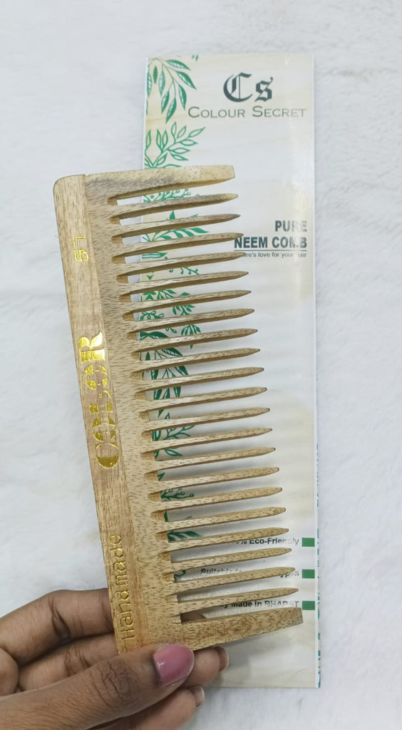 CS Colour Sec Handmade Neem Wooden Comb No. 57