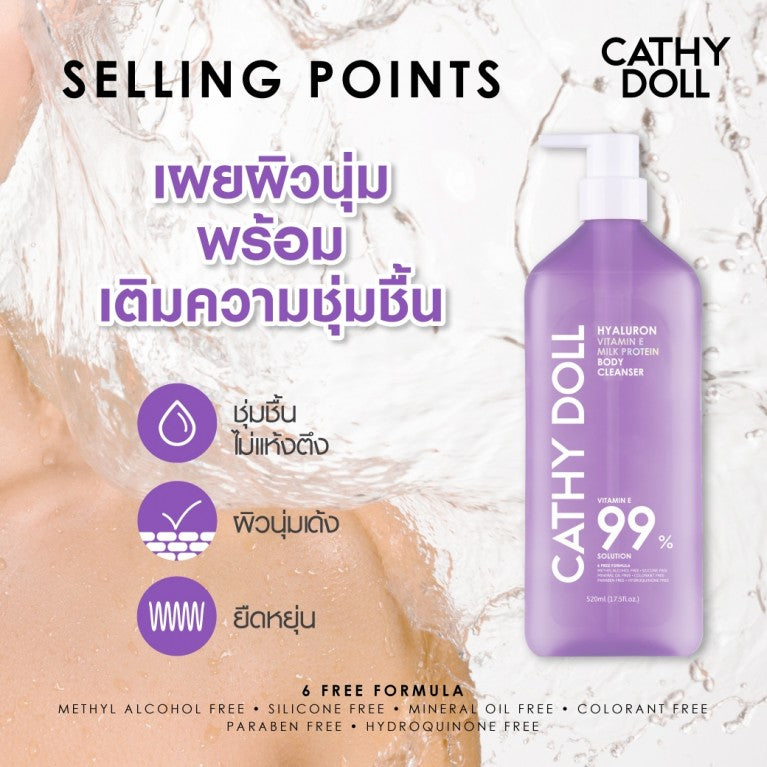 Cathy Doll Hyaluronic Vitamin E Milk Protein Body Cleanser 520ml