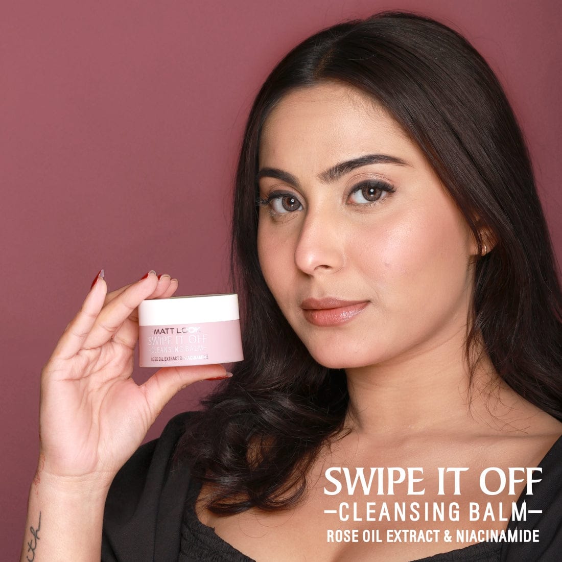 Mattlook Swipe IT off Cleansing Balm - Rose Oil Extract & Niacinamide, Makeup Remover Balm, 40gm