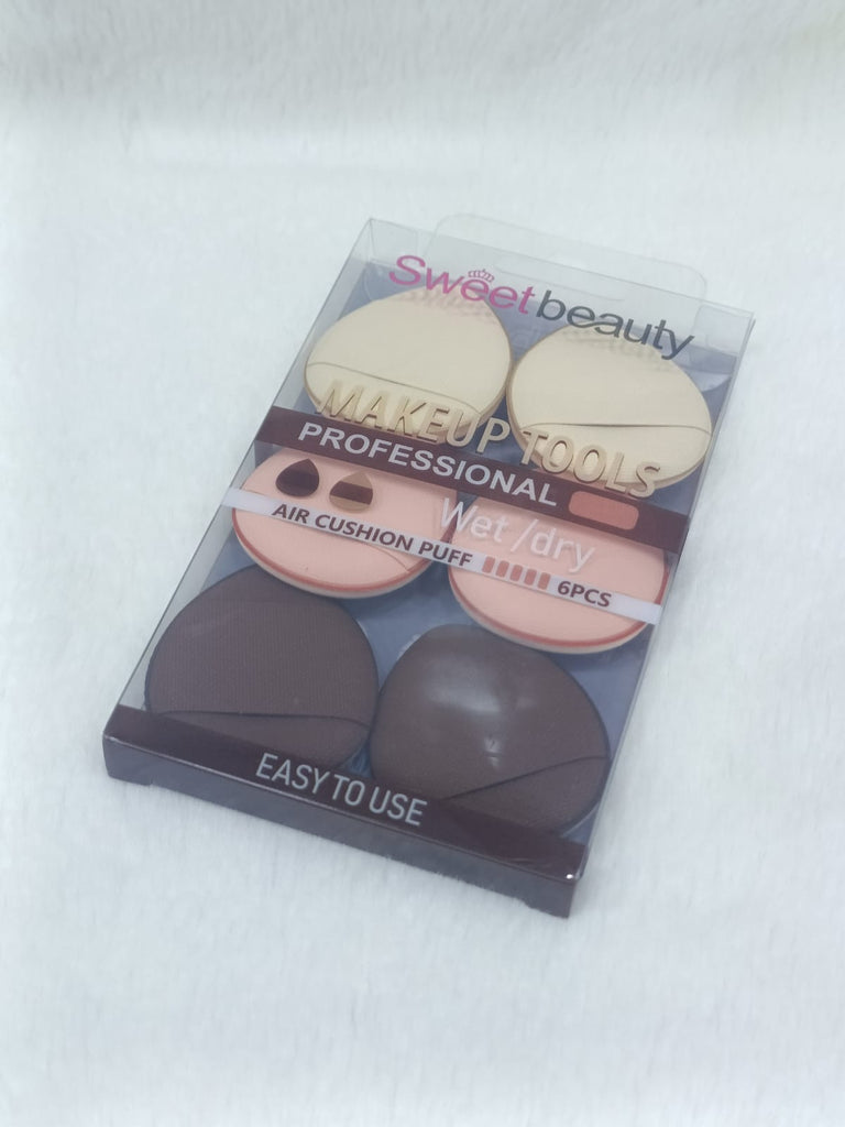 Sweet Beauty Professional Wet/Dry Air Cushion Puff Set – 6 Pieces