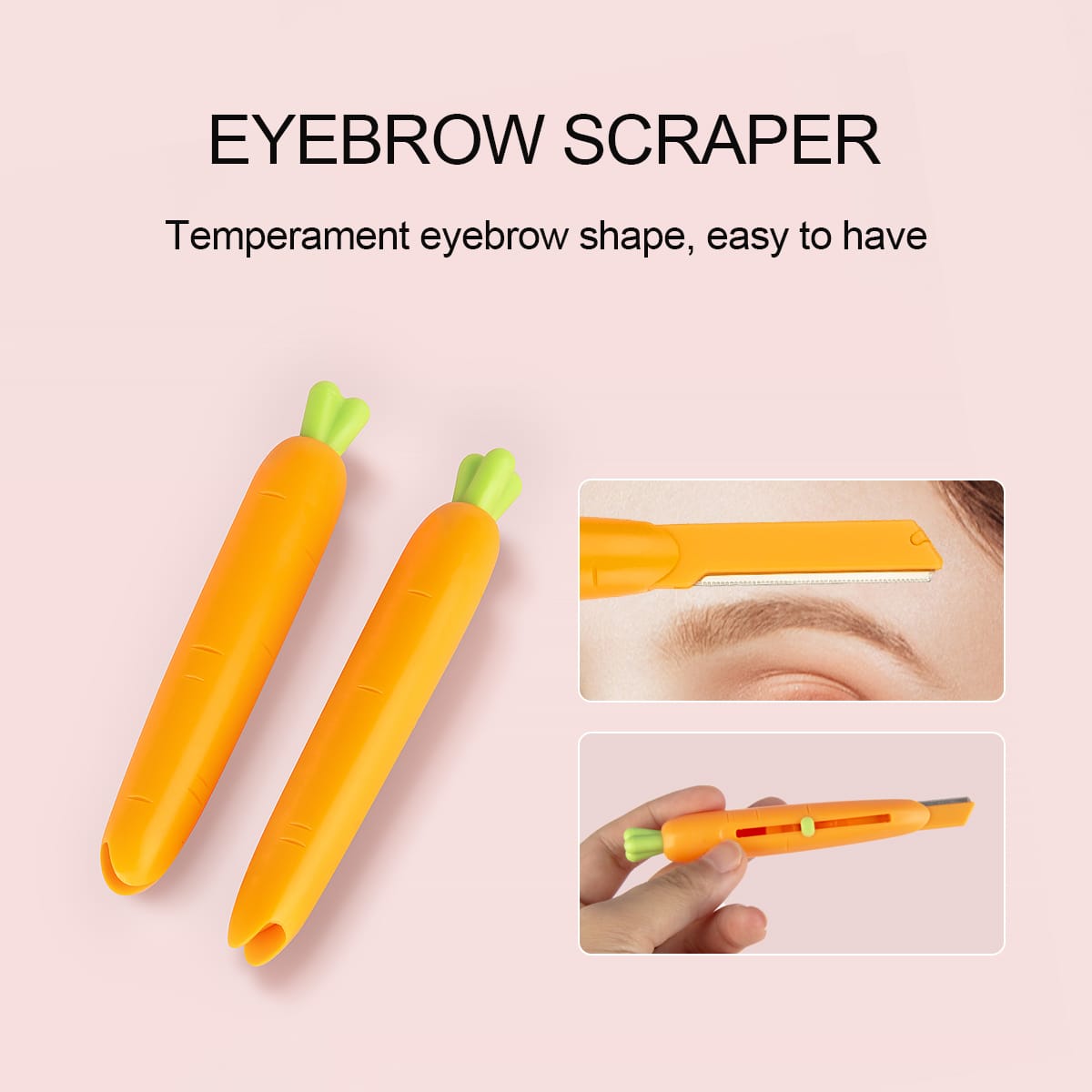 Portable Carrot Shaped Eyebrow Scraper Anti Scratch Eyebrow Trimmer Stainless Steel Reusable Eyebrow Trimmer