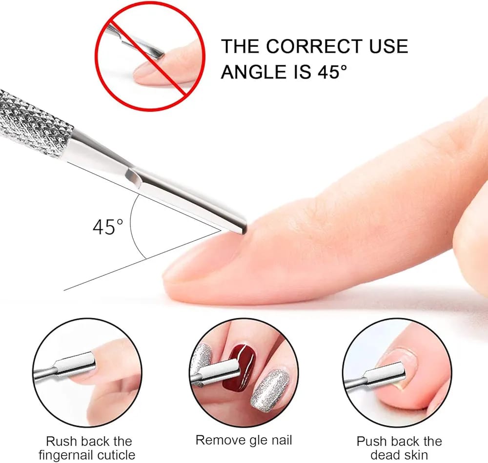 Cuticle Pusher and Cutter with Storage Case, Professional Cuticle Pusher Nail Polish