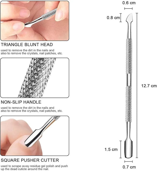 Cuticle Pusher and Cutter with Storage Case, Professional Cuticle Pusher Nail Polish