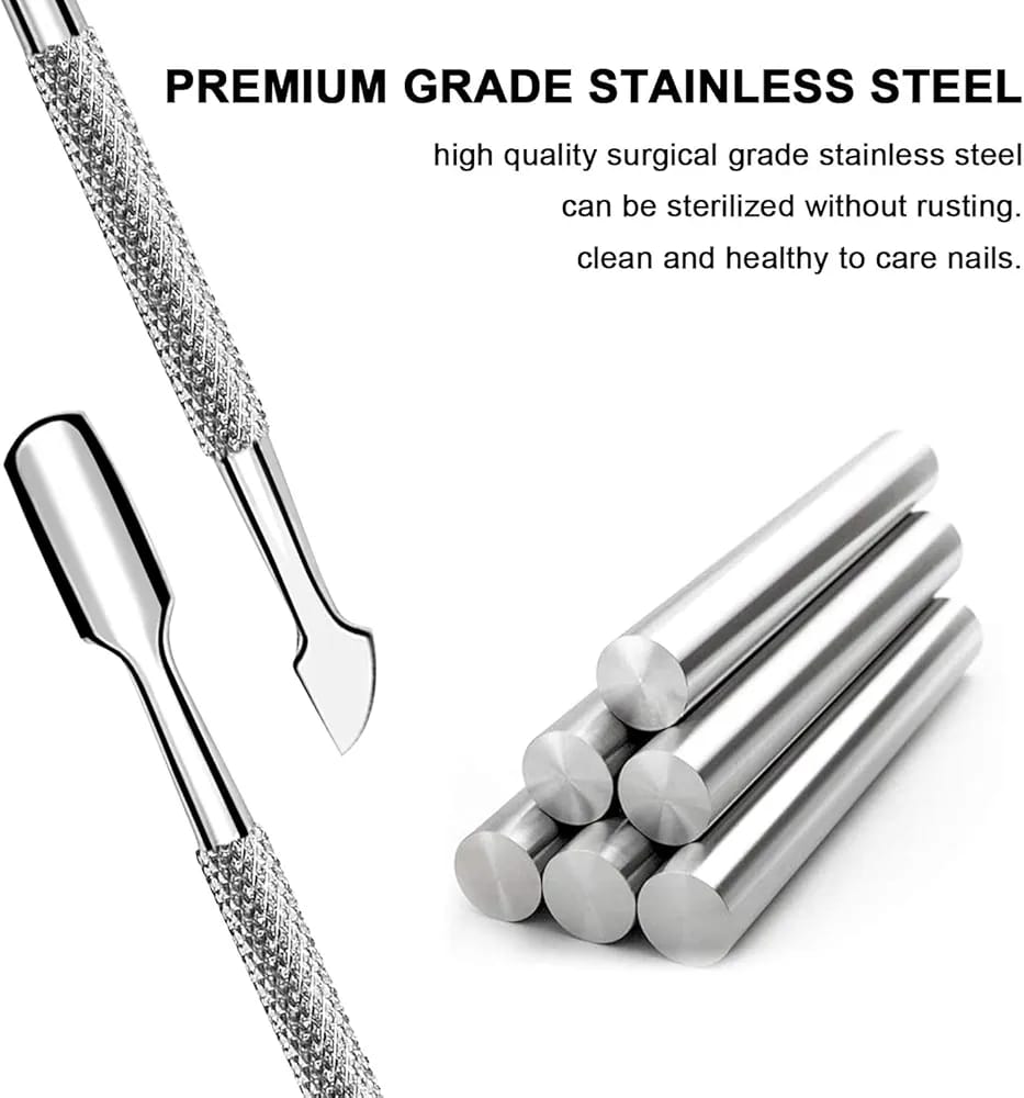 Cuticle Pusher and Cutter with Storage Case, Professional Cuticle Pusher Nail Polish