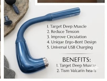 Massage Gun with Extended Handle – Deep Tissue Back Relief