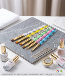 Professional Nail Art Brush Set – 4 Pack Gold Handle Beauty Tools
