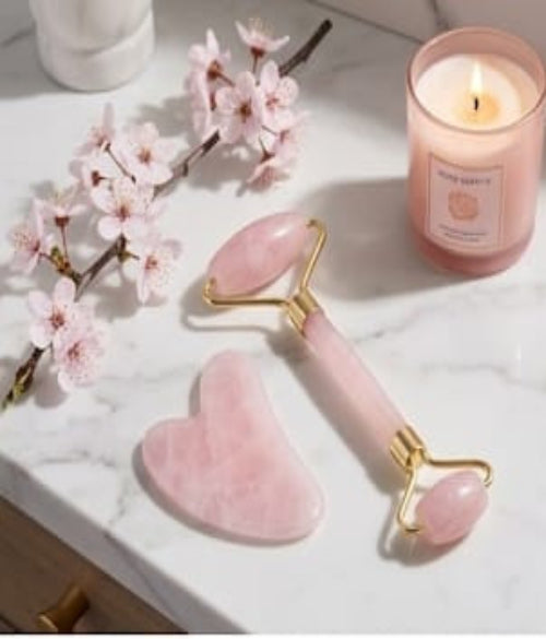 Rose Pink Jade Roller & Gua Sha Set – Face & Neck Care