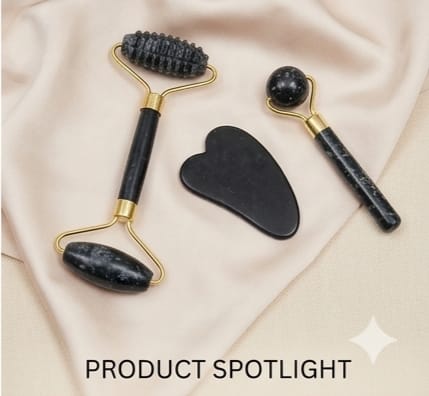 Black Jade Roller & Gua Sha Set of 3 – Complete Facial Care