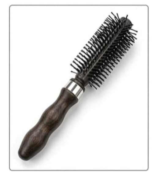 Round Hair Brush featuring a natural wooden handle use men & women