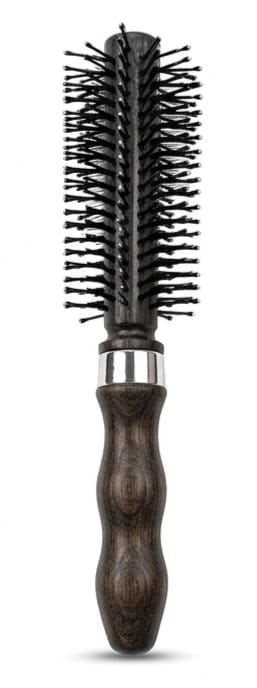 Round Hair Brush featuring a natural wooden handle use men & women