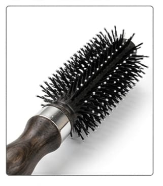 Round Hair Brush featuring a natural wooden handle use men & women