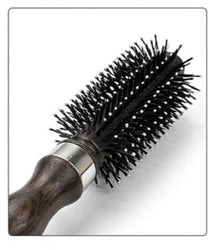 Round Hair Brush featuring a natural wooden handle use men & women