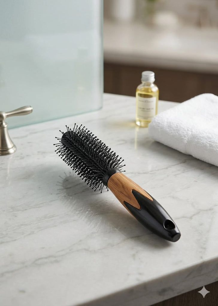 Round Hair Comb & Flat Hair Comb Brush with Soft Nylon Bristles – Small Size for Women & MEN