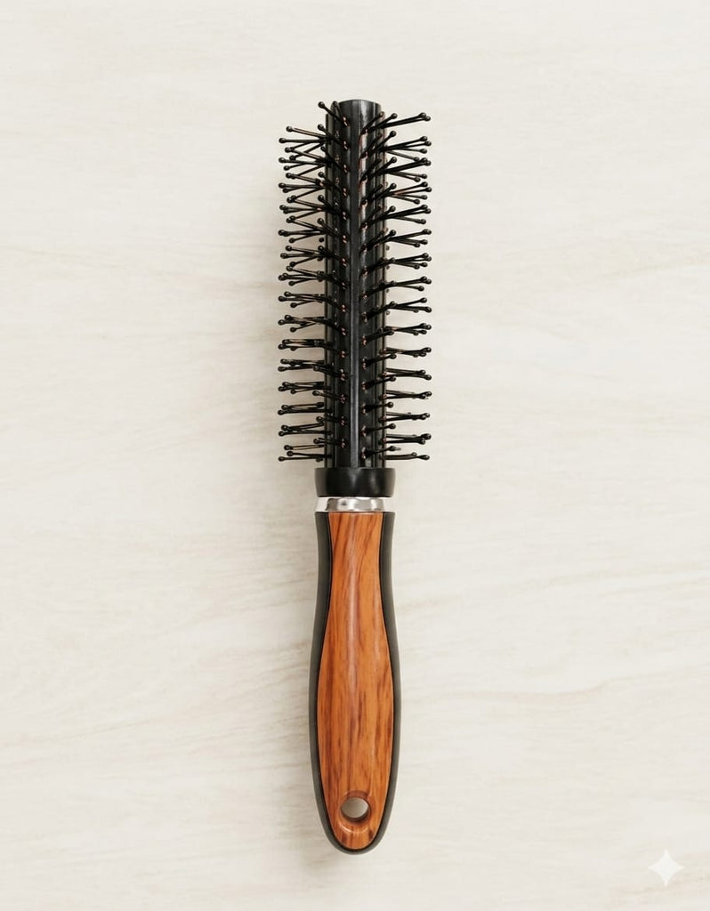 Wooden Handle Fiber Round Hair Care Brush – Small Size
