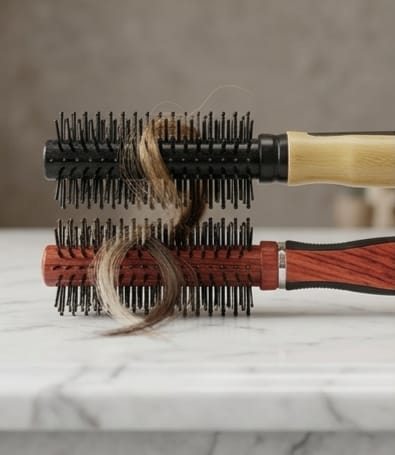 Wooden Handle Fiber Round Hair Care Brush – Small Size