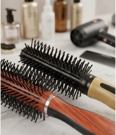 Wooden Handle Fiber Round Hair Care Brush – Small Size