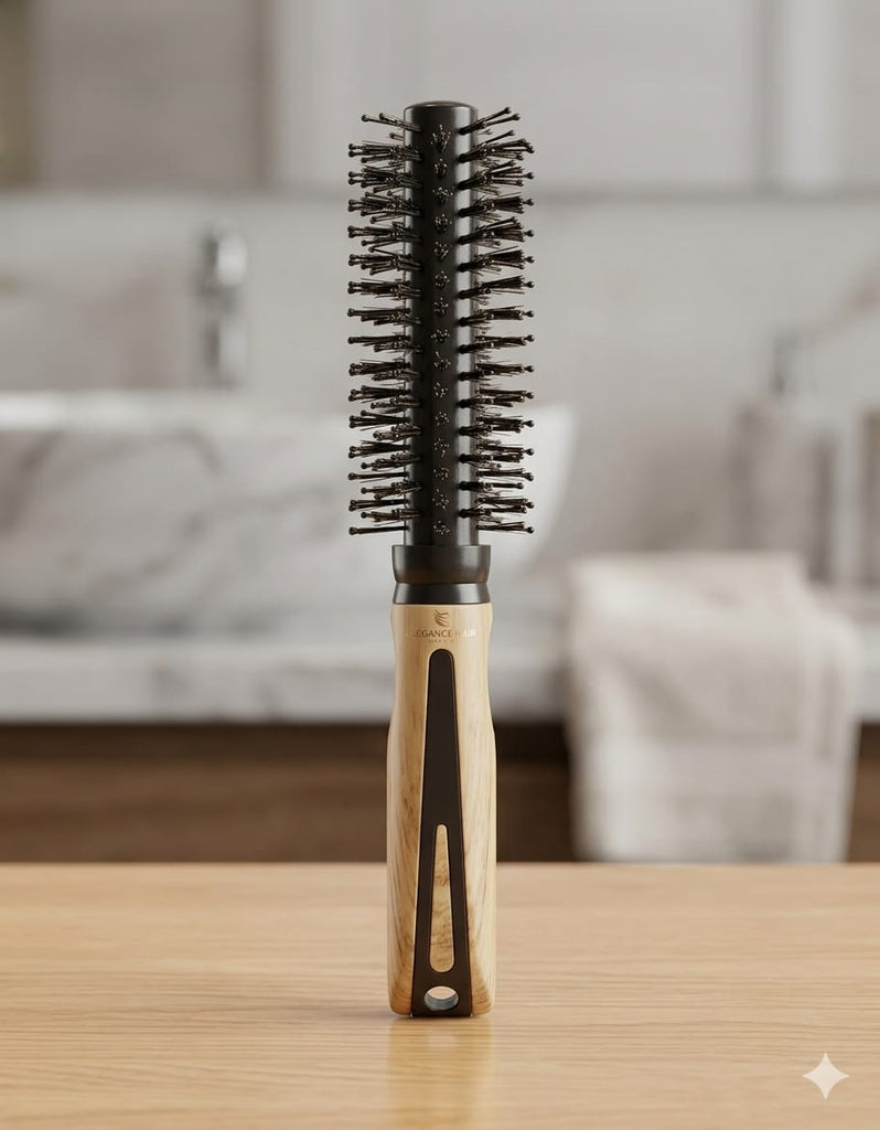 Wooden Handle Fiber Round Hair Care Brush – Small Size