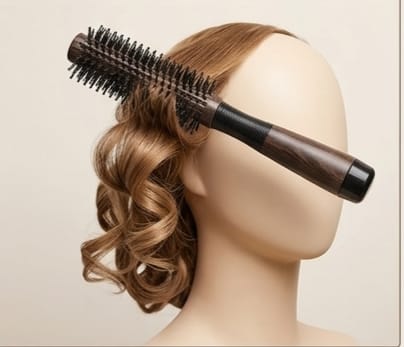 Round Styling Hair Brush – Solid Wood Roller Comb