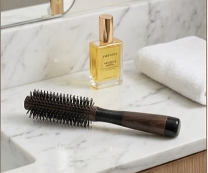 Round Styling Hair Brush – Solid Wood Roller Comb