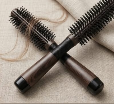 Round Styling Hair Brush – Solid Wood Roller Comb