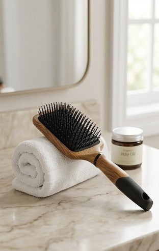 Women Brown Premium Collection Wooden Paddle Hair Brush