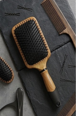 Women Brown Premium Collection Wooden Paddle Hair Brush