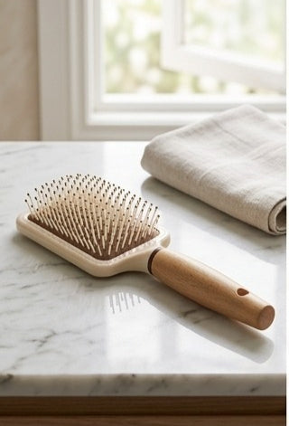 Brown &  White Nylon Bristle Paddle Hair Brush – Smooth, Stylish & Gentle