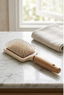 Brown &  White Nylon Bristle Paddle Hair Brush – Smooth, Stylish & Gentle