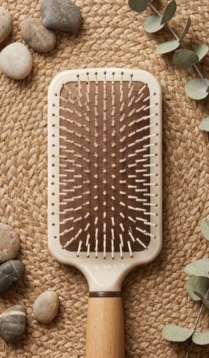 Brown &  White Nylon Bristle Paddle Hair Brush – Smooth, Stylish & Gentle