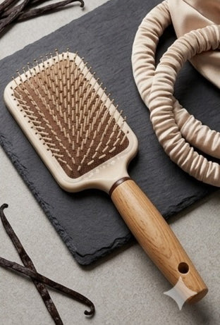 Brown &  White Nylon Bristle Paddle Hair Brush – Smooth, Stylish & Gentle