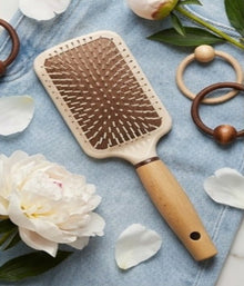 Brown &  White Nylon Bristle Paddle Hair Brush – Smooth, Stylish & Gentle