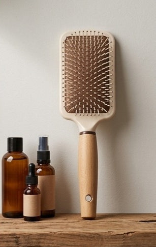 Brown &  White Nylon Bristle Paddle Hair Brush – Smooth, Stylish & Gentle