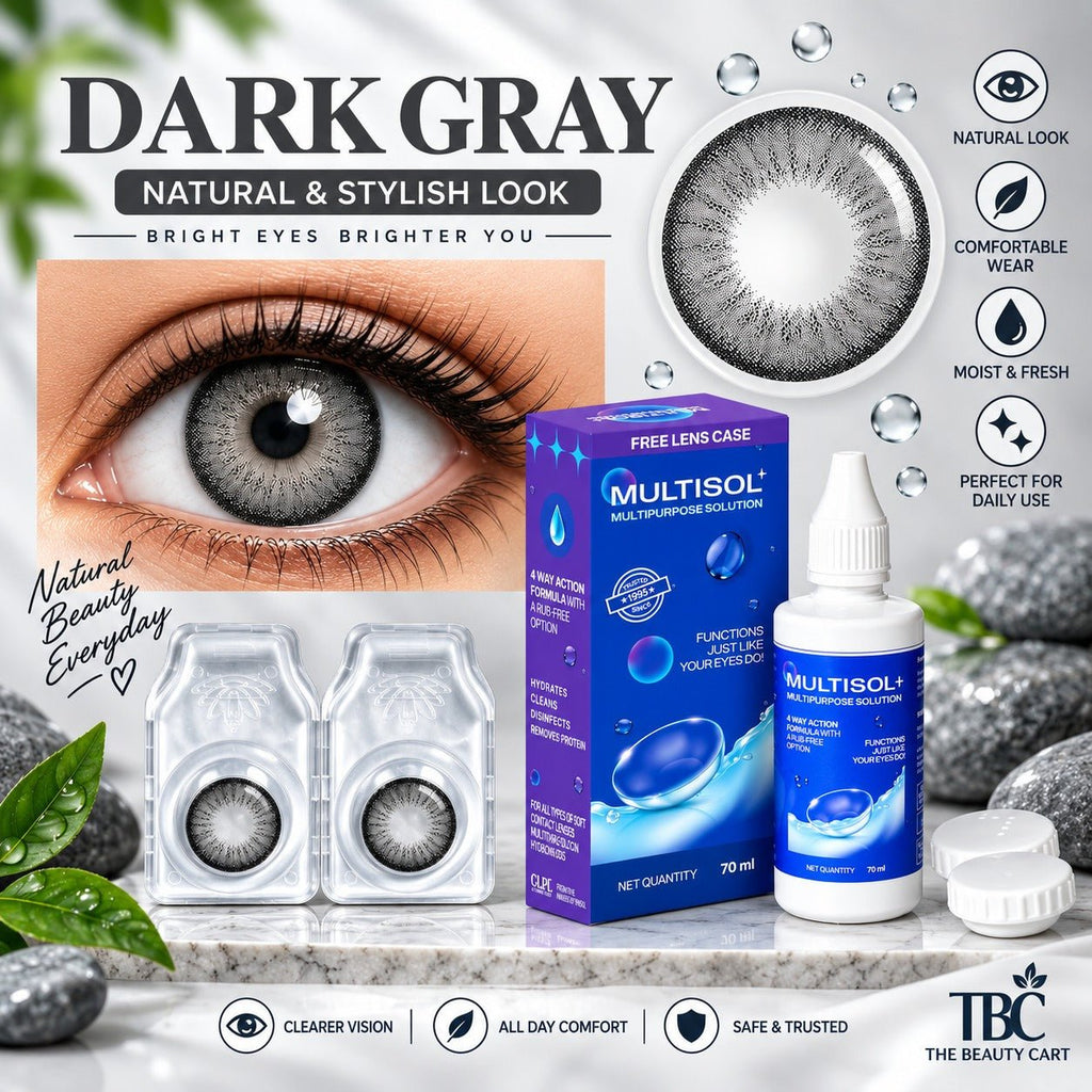 Sterling Gray Color Contact Lens Set (with Multisol Solution & Lens Case) - The beauty cart