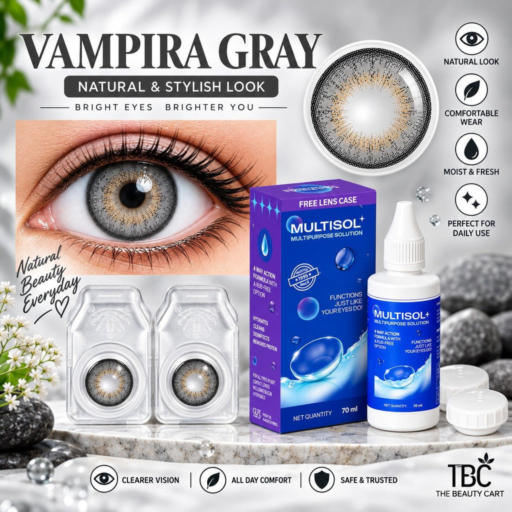 Sterling Gray Color Contact Lens Set (with Multisol Solution & Lens Case) - The beauty cart