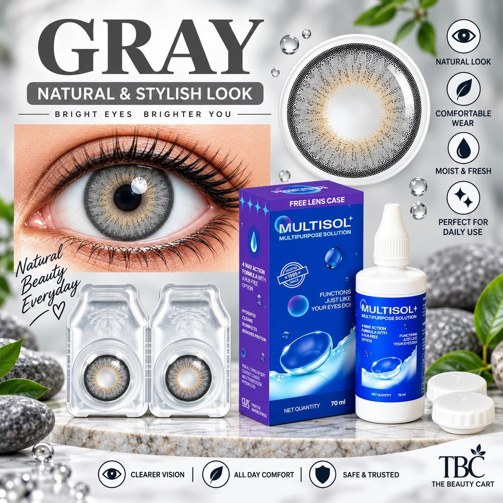 Sterling Gray Color Contact Lens Set (with Multisol Solution & Lens Case) - The beauty cart