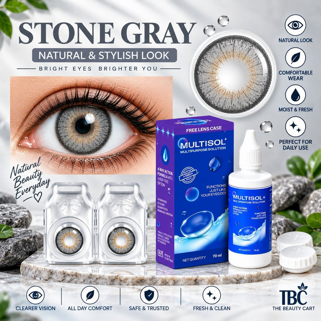 Sterling Gray Color Contact Lens Set (with Multisol Solution & Lens Case) - The beauty cart
