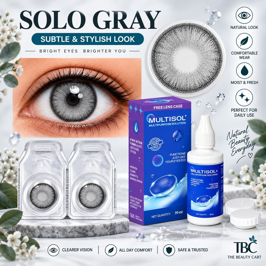 Sterling Gray Color Contact Lens Set (with Multisol Solution & Lens Case) - The beauty cart