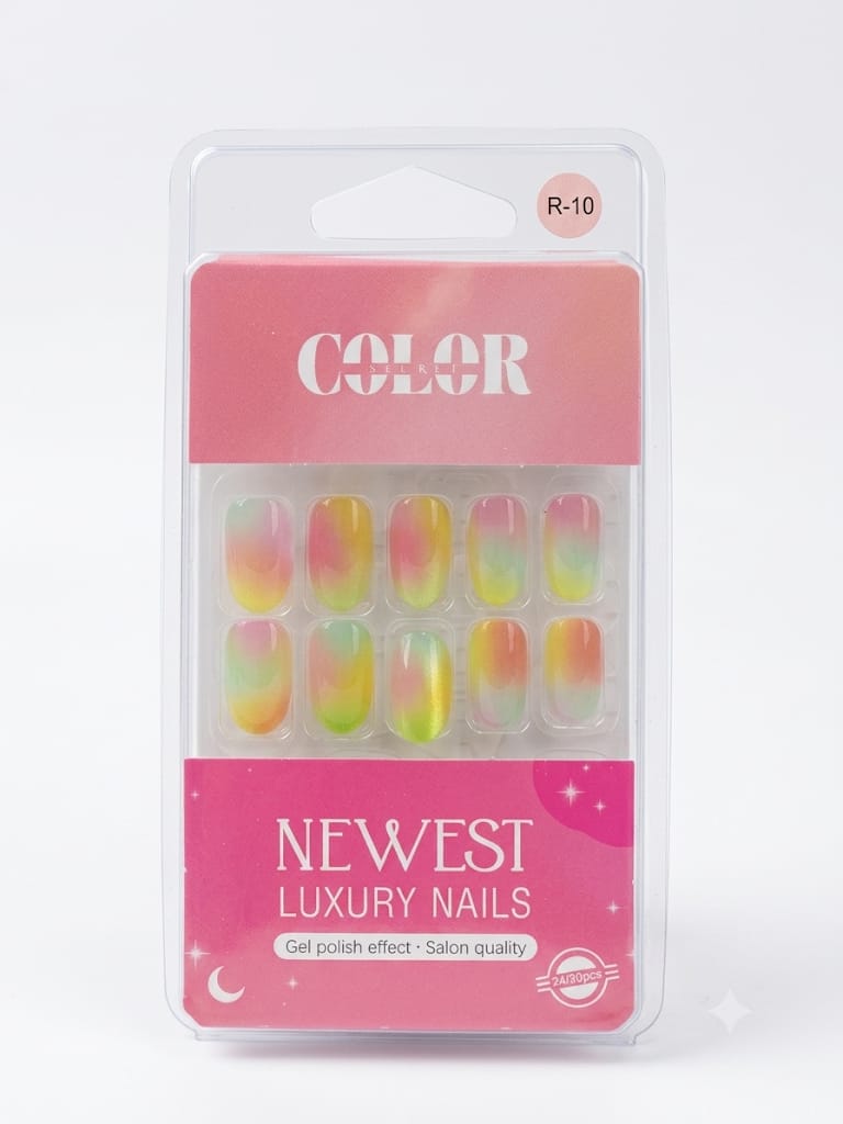 Color Secret Newest Luxury Iridescent Gel Effect Press-On Nails - The beauty cart