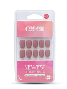 Color secret Salon-Quality Gel Finish Nude False Nails with Golden Tips - The beauty cart