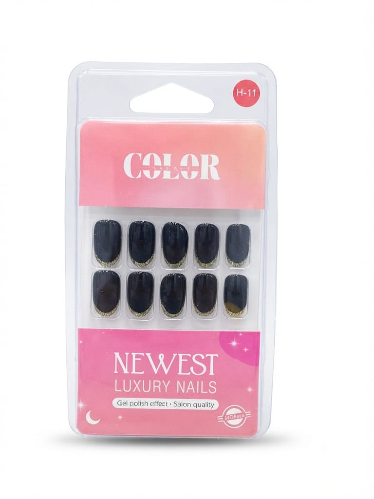 Color secret Salon-Quality Gel Finish Nude False Nails with Golden Tips - The beauty cart