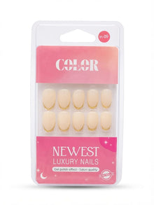 Color secret Salon-Quality Gel Finish Nude False Nails with Golden Tips - The beauty cart