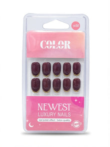 Color secret Salon-Quality Gel Finish Nude False Nails with Golden Tips - The beauty cart