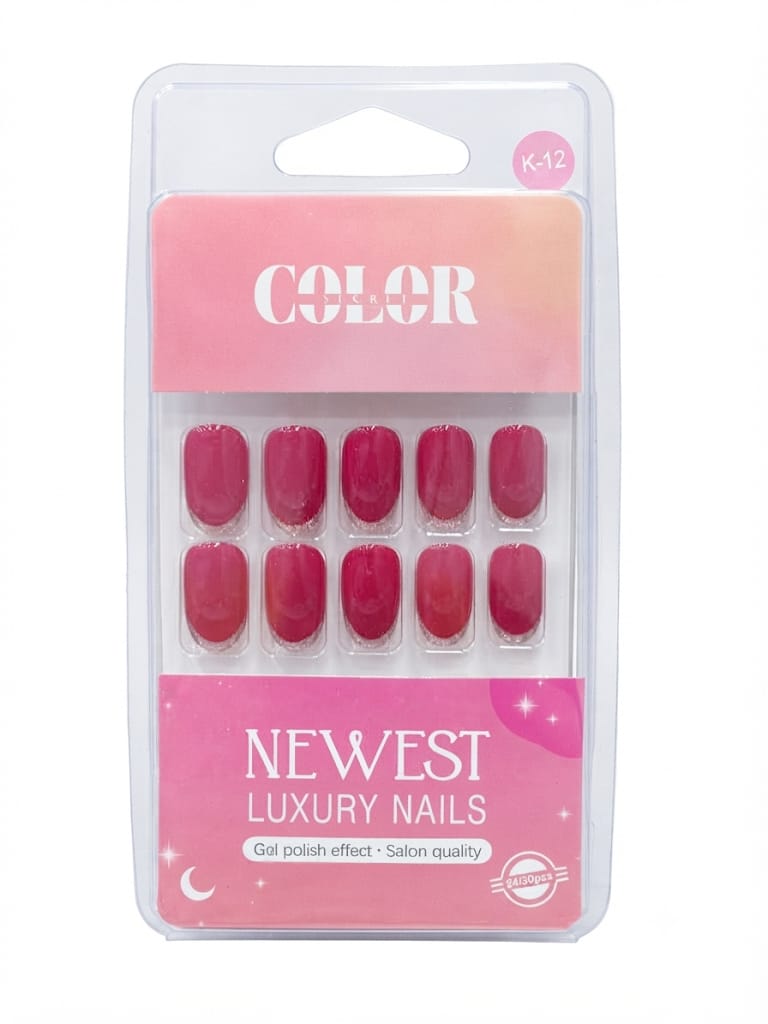Color secret Premium Reusable Acrylic Nails – Deep Magenta & Cherry Tones - The beauty cart