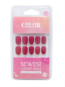 Color secret Premium Reusable Acrylic Nails – Deep Magenta & Cherry Tones - The beauty cart