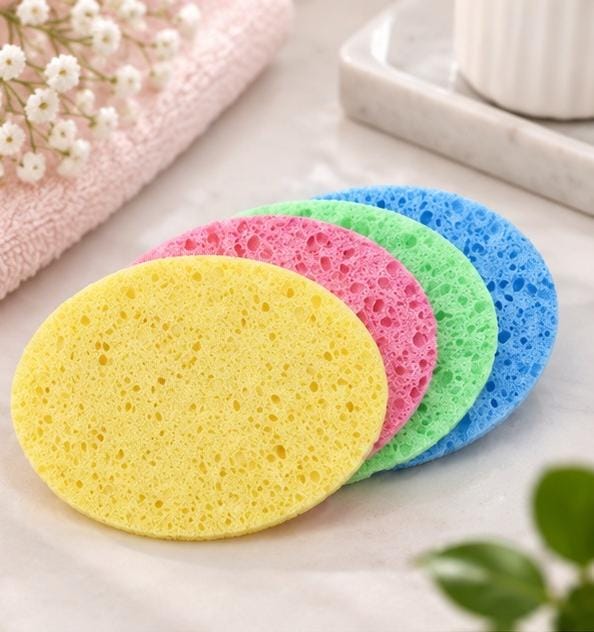 4 Pcs Soft Facial Cleansing Sponge & Makeup Wash Pads