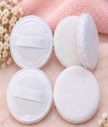 Makeup Powder Puff with Strap – Blush & Loose Powder Blending Puff (White)